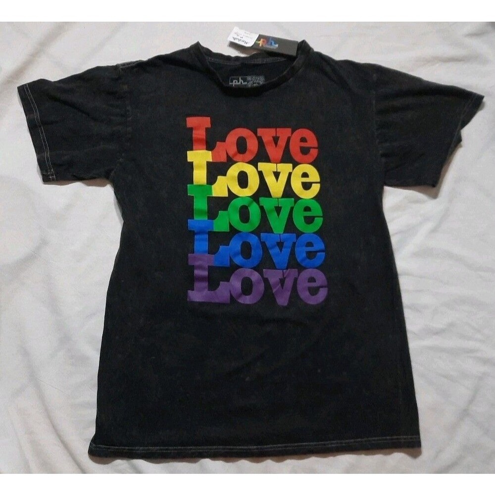 The Phluid Project Love Black Graphic Tee Love T-Shirt Large